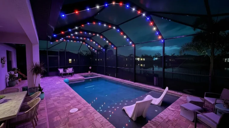 Patriotic Day Pool Cage Lighting