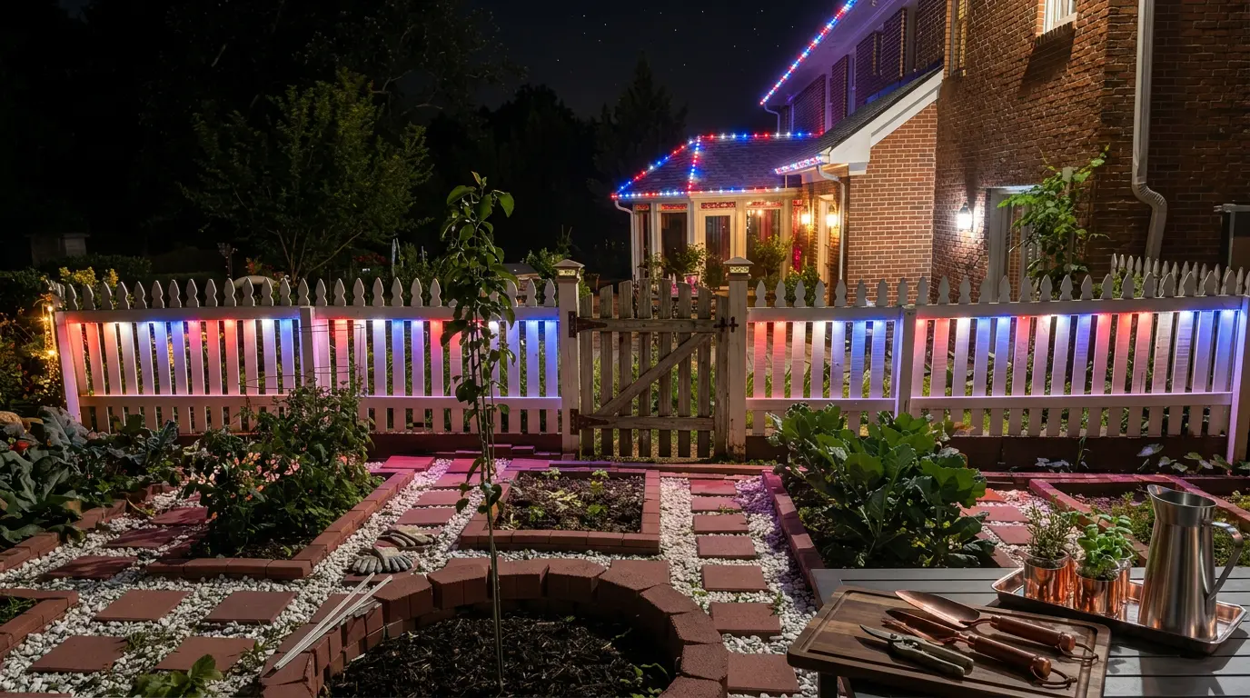 Residential Outdoor Front Yard Fence Perimeter Lighting