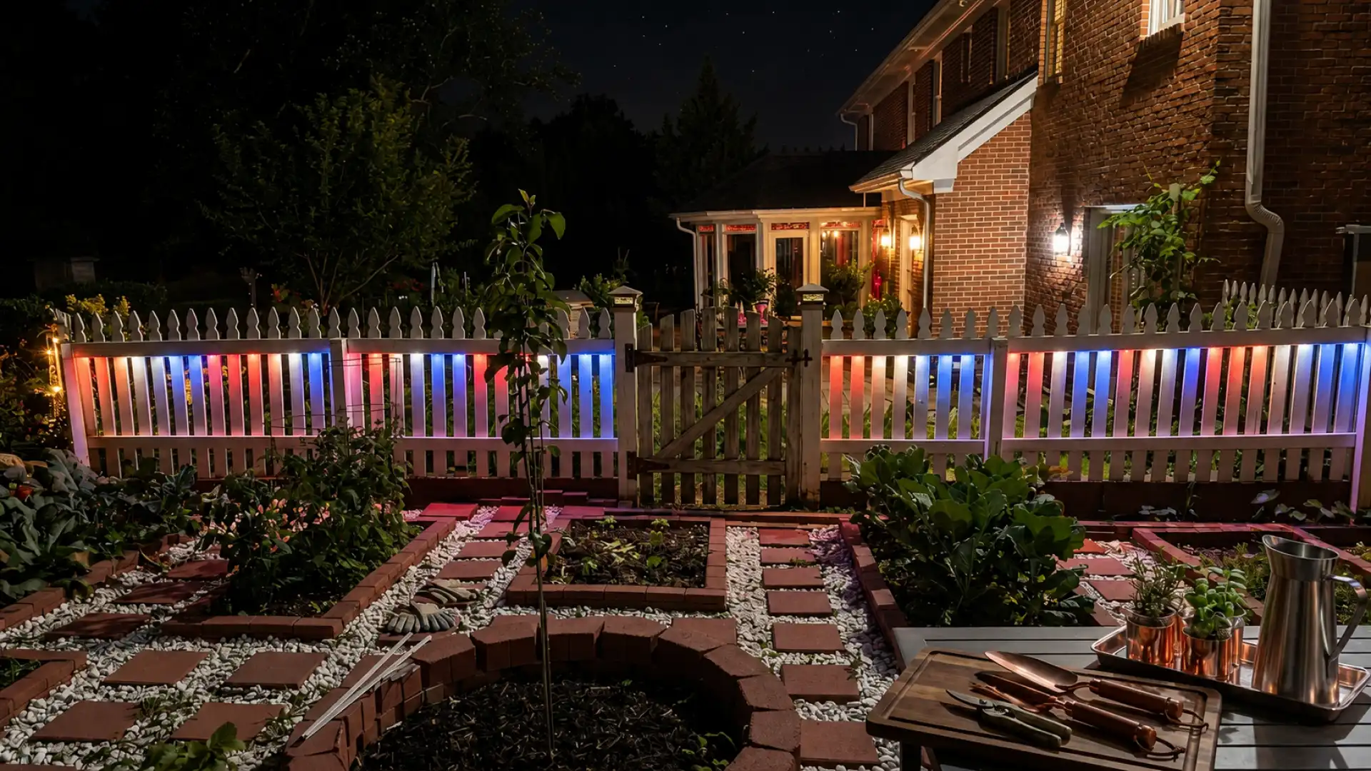 Permanent holiday lighting in Spring
