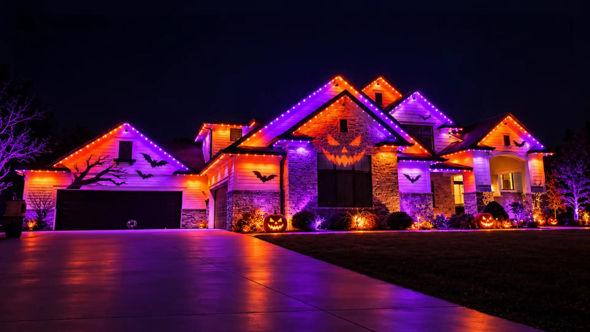 Royal Purple and Gold Lighting on Estate
