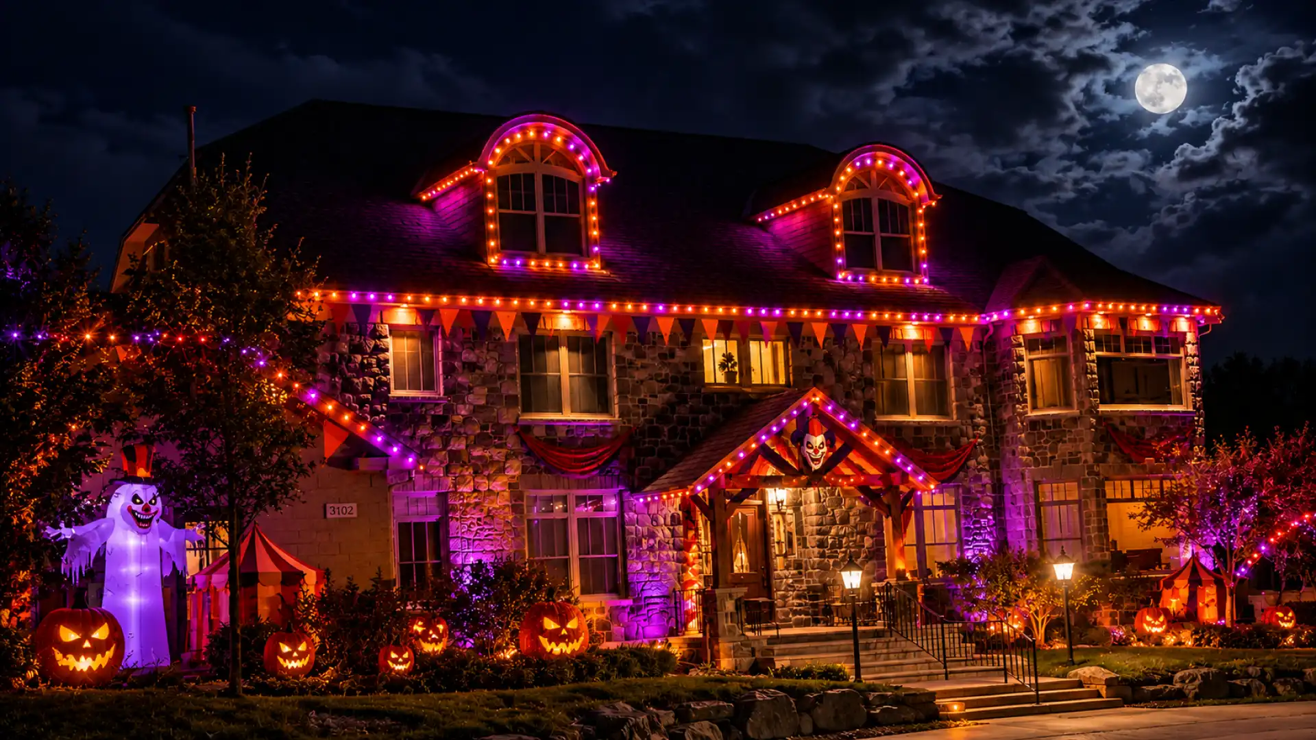 Navy Blue and Orange Outdoor Home Lighting